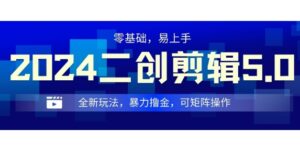 2024全新玩法二创剪辑5.0.暴力撸金，操作简单，小白也能上手，可矩阵操作-网创资源