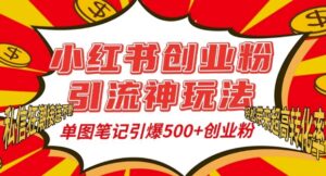 小红书创业粉引流神玩法，单图笔记引爆500+精准创业粉丝，私信狂潮接连不断-网创资源