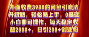 外面收费3980的闲鱼引流法，轻松易上手,0基础小白即可操作，日引200+创业粉的保姆级教程【揭秘】-网创资源