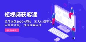 （13715期）短视频获客课，单月询盘5000+经验，五大社媒平台运营全攻略,，快速获客…-网创资源
