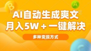 AI自动生成爽文 月入过w+一键解决 多种变现方式 看完就会-网创资源