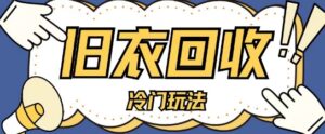 冷门玩法，旧衣服回收项目单日可入2张，小白轻松上手，简单粗暴-网创资源