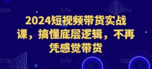 2024短视频带货实战课，搞懂底层逻辑，不再凭感觉带货-网创资源