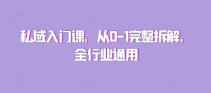 私域入门课，从0-1完整拆解，全行业通用-网创资源