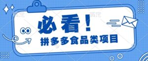 揭秘拼多多食品项目日出千单，解锁高利润运营及选品技巧，新手当天上手-网创资源