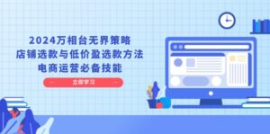 （13633期）2024万相台无界策略，店铺选款与低价盈选款方法，电商运营必备技能-网创资源