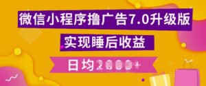 小程序撸广告最新7.0玩法，全新升级玩法，日均多张-网创资源