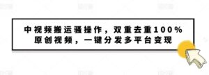 中视频搬运骚操作，双重去重100%原创视频，一键分发多平台变现，新手小白无脑操作-网创资源