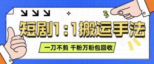 抖音短剧最新玩法，一刀不剪也能轻松过原创，一个作品3分钟，单账号收益3张，可矩阵操作【揭秘】-网创资源