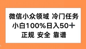 微信小众领域冷门特定任务，小白100%日入50+，正规安全靠谱-网创资源