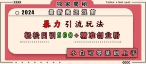 最新搬运混剪暴力引流玩法，轻松日引500+精准创业粉，小白可零基础上手-网创资源