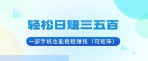 （13556期）轻松日赚三五百，一部手机也能稳稳赚钱（可矩阵）-网创资源