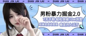 男粉暴力掘金2.0，7天千粉号，轻松月入过w-网创资源