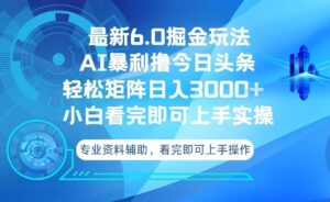 （13500期）今日头条最新6.0掘金玩法，轻松矩阵日入3000+-网创资源