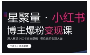 小红书博主爆粉变现课，深入解读小红书商业逻辑，带你进阶变现大咖-网创资源