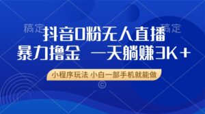 （13449期）抖音0粉无人直播暴力掘金，一天躺赚3K+，小白一部手机就能做-网创资源