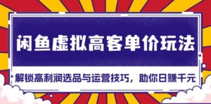 （13437期）闲鱼虚拟高客单价玩法：解锁高利润选品与运营技巧，助你日赚千元！-网创资源