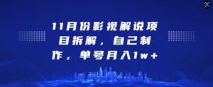 11月份影视解说项目拆解，自己制作，单号月入1w+【揭秘】-网创资源