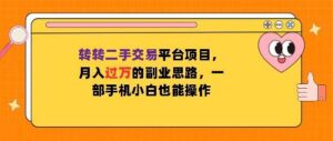 转转二手交易平台项目，月入过W的副业思路，一部手机小白也能操作-网创资源