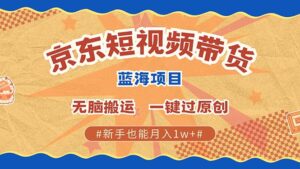 （13349期）最新京东短视频蓝海带货项目，无需剪辑无脑搬运，一键过原创，有手就能…-网创资源