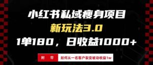 （13348期）小红书瘦身项目3.0模式，新手小白日赚收益1000+（附从一名客户裂变收益…-网创资源