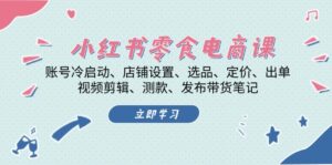 （13343期）小红书 零食电商课：账号冷启动、店铺设置、选品、定价、出单、视频剪辑..-网创资源