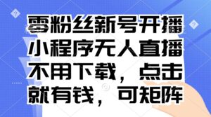 （13302期）零粉丝新号开播 小程序无人直播，不用下载点击就有钱可矩阵-网创资源