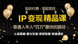 （13297期）IP变现最新精品课程，知识付费全流程+最强引流术+小白避坑指南-网创资源