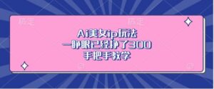 Ai美女ip玩法，一睁眼已经挣了3张，手把手教学【揭秘】-网创资源