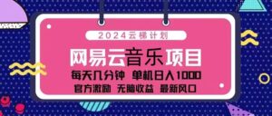（13263期）2024云梯计划 网易云音乐项目：每天几分钟 单机日入1000 官方激励 无脑…-网创资源
