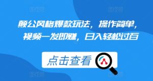颠公风格爆款玩法，操作简单，视频一发即赚，日入轻松过百【揭秘】-网创资源