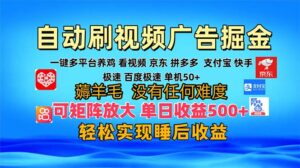 （13223期）多平台 自动看视频 广告掘金，当天变现，收益300+，可矩阵放大操作-网创资源