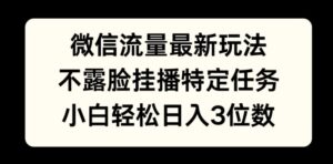 微信流量最新玩法，不露脸直播小游戏，小白轻松日入3位数-网创资源