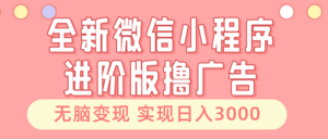 （13197期）全新微信小程序进阶版撸广告 无脑变现睡后也有收入 日入3000＋-网创资源