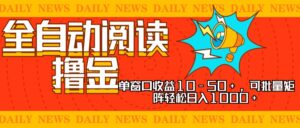 （13189期）全自动阅读撸金，单窗口收益10-50+，可批量矩阵轻松日入1000+，新手小…-网创资源