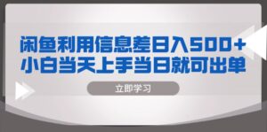 （13170期）闲鱼利用信息差 日入500+  小白当天上手 当日就可出单-网创资源