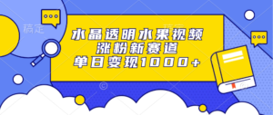 （13163期）水晶透明水果视频，涨粉新赛道，单日变现1000+-网创资源