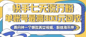 （13158期）2024年快手七天涨万粉，但账号最高800元回收。两分钟一个爆款美女视频-网创资源