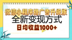 （13138期）微信小程序撸广告升级版，全新变现方式，日均收益1000+-网创资源
