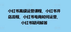 小红书高级运营课程，小红书开店流程，小红书电商如何运营，小红书疑问解答-网创资源