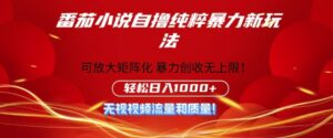 番茄小说自撸暴利新玩法，无门槛，不要流量不要质量，轻松日入1k-网创资源