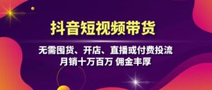 （13111期）抖音短视频带货：无需囤货、开店、直播或付费投流，月销十万百万 佣金丰厚-网创资源