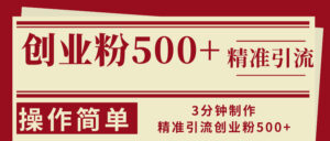 （13073期）3分钟制作精准引流创业粉500+操作简单-网创资源
