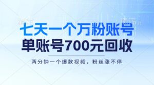 （13062期）七天一个万粉账号，新手小白秒上手，单账号回收700元，轻松月入三万＋-网创资源