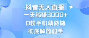 （13038期）抖音无人直播，一天躺赚3000+，0粉手机就能做，新手小白均可操作-网创资源