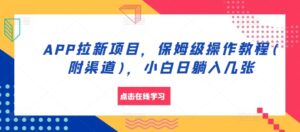 APP拉新项目，保姆级操作教程(附渠道)，小白日躺入几张【揭秘】-网创资源