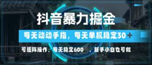 （13013期）抖音暴力掘金，动动手指就可以，单机30+，可矩阵操作，每天稳定600+，…-网创资源