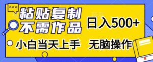 粘贴复制，无需作品，日入500+，小白当天上手，无脑操作-网创资源