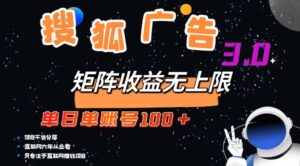 （13010期）搜狐广告掘金，单日单账号100+，可无限放大-网创资源