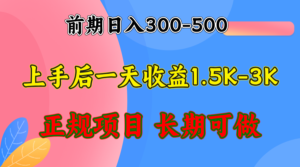 （12975期）前期收益300-500左右.熟悉后日收益1500-3000+，稳定项目，全年可做-网创资源
